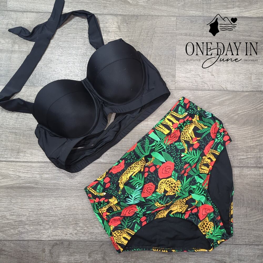 Angerella Halter Molded Cup High Waist Bikini Swimsuit Size XL